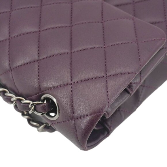 Chanel  Classic Flap Medium Quilted Leather Shoulder Bag Purple - Picture 7 of 16